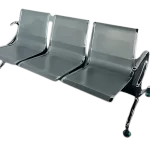 Silla de espera de 3 plazas con barandilla cromada para clínicas y hospitales