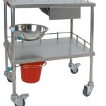 Carro de curaciones hospitalario con gavetas y ruedas giratorias para uso clínico